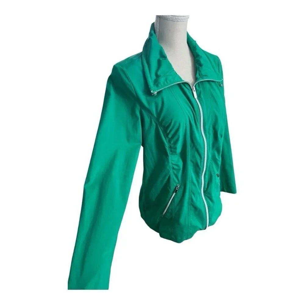 Zenergy Chicos Stripe Jacket Size 1 Green full Zipper Stretch Pocket Outdoor